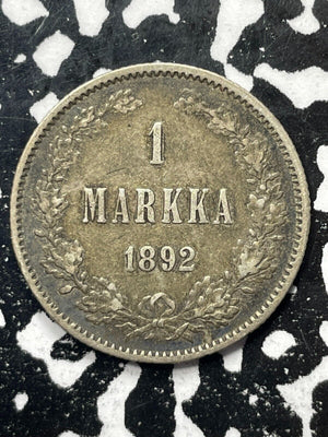 1892 Finland 1 Markka Lot#V9869 Silver!