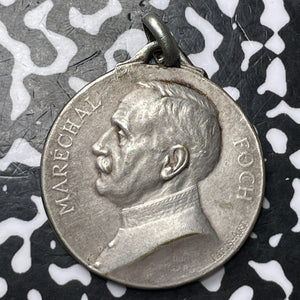 1918 France Marshall Foch Silver Medal Lot#D3934 Silver! 28mm