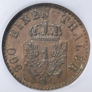 1853-A Germany Prussia 1 Pfennig NGC AU55BN Lot#G6323
