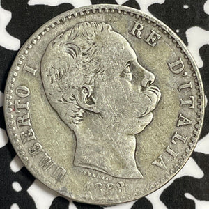 1883-R Italy 2 Lire Lot#M9104 Silver!
