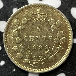 1899 Canada 5 Cents Lot#D6685 Silver! Nice Detail, Old Cleaning