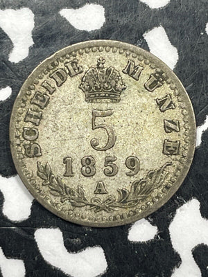 1859-A Austria 5 Kreuzer Lot#M0386
