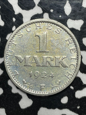 1924-F Germany 1 Mark Lot#V9931 Silver! Old Cleaning