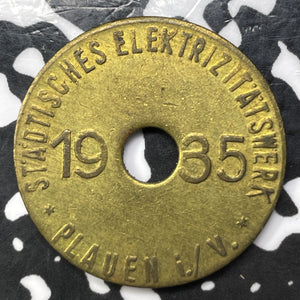 1935 Germany Plauen Electricity Token (17 Available)(1 Coin Only) Menzel-11061.3