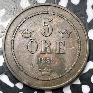 1882 Sweden 5 Ore Lot#D6161