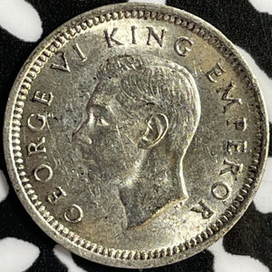 1942 New Zealand 3 Pence Threepence Lot#M8959 Silver! High Grade! Beautiful!