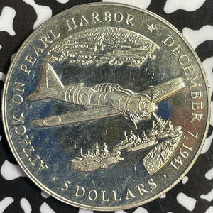 2000 Liberia $5 Dollars Lot#D1115 Proof! Pearl Harbor