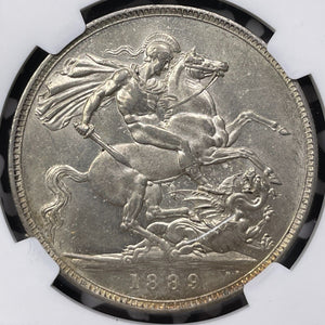 1889 Great Britain 1 Crown NGC MS61 Lot#G5404 Large Silver! Nice UNC!