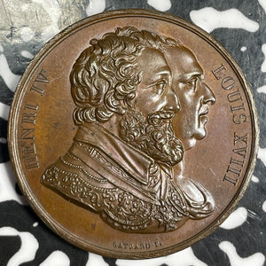 U/D France Henri IV & Louis XVIII Equestrian Statue Restoration Medal Lot#JM6355