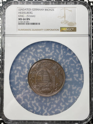 Undated Germany Heidelberg King Medal NGC MS66BN Lot#GV6895 Gem BU! 51mm