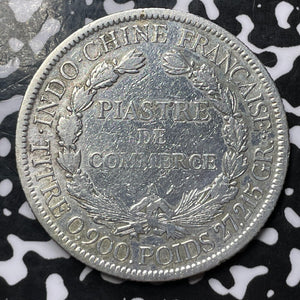 1885 French Indo-China 1 Piastre Lot#JM6057 Large Silver! Key Date! Cleaned