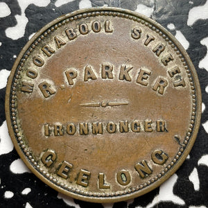 (1860) Australia Victoria R. Parker Iron Monger 1 Penny Token Lot#JM5625