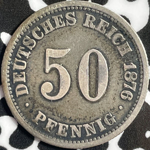 1876-E Germany 50 Pfennig Lot#D6244 Silver!