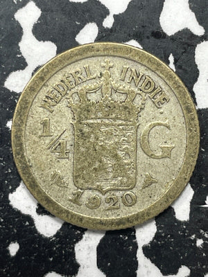 1920 Netherlands East Indies 1/4 Gulden Lot#M0763 Silver!