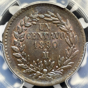 1890-Mo Mexico 1 Centavo PCGS MS63BN Lot#G5115 Choice UNC!