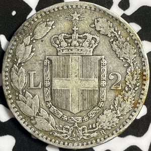 1881-R Italy 2 Lire Lot#M9110 Silver! Rim Bump