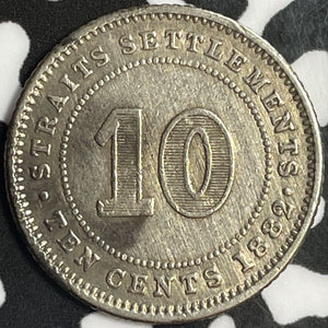1882-H Straits Settlements 10 Cents Lot#D0057 Silver!