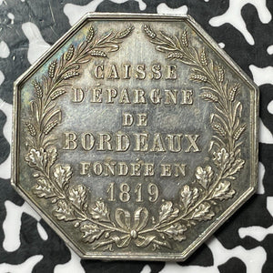 1819 France Bordeaux Savings Bank Jeton Lot#JM6173 Silver! 36mm