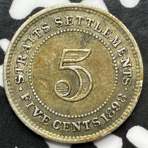 1898 Straits Settlements 5 Cents Lot#D4069 Silver! Nice!