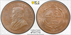 1892 South Africa 1 Penny PCGS MS63 Lot#G4583 Choice UNC!