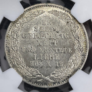 1854-F Germany Saxony 1/6 Thaler NGC AU58 Lot#G6218 Silver!