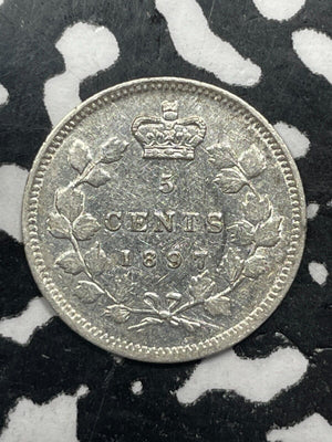 1897 Canada 5 Cents Lot#M0577 Silver! Nice Detail, Old Cleaning