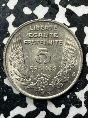 1933 France 5 Francs Lot#V9873 High Grade! Beautiful! KM#887
