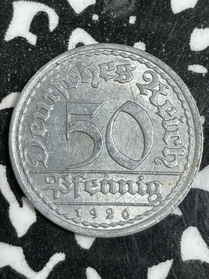 1920-A Germany 50 Pfennig (35 Available) High Grade! Beautiful! (1 Coin Only)