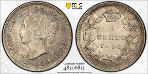 1896 Canada 5 Cents PCGS MS63 Lot#G6759 Silver! Choice UNC!
