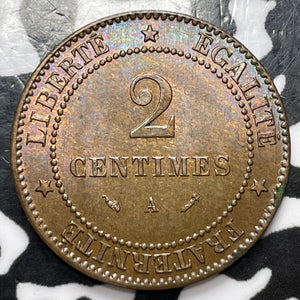 1895-A France 2 Centimes Lot#D4926 High Grade! Beautiful!