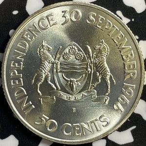 1966 Botswana 50 Cents Lot#D4367 Silver! High Grade! Beautiful!