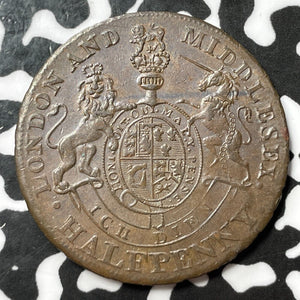 (1790's) G.B. Middlesex John of Gaunt 1/2 Penny Conder Lot#M9944 Nice! D&H 957