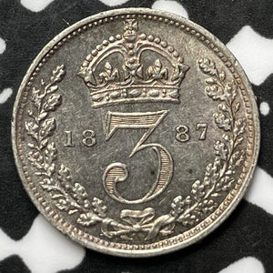 1897 Great Britain 3 Pence Threepence Lot#M8127 Silver! High Grade! Beautiful!