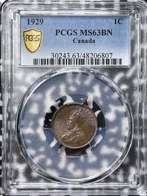 1929 Canada Small Cent PCGS MS63BN Lot#G6787 Choice UNC!