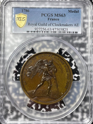 1786 France Royal Guild Of Clockmakers Medal PCGS MS63 Lot#GV5702 Choice UNC!