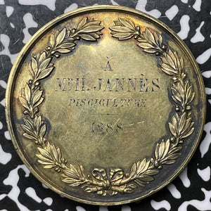 1888 France Troyes Fish & Farming Award Medal Lot#OV970 Silver! Argent Edge