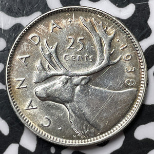 1938 Canada 25 Cents Lot#D6738 Silver! Nice! Key Date!
