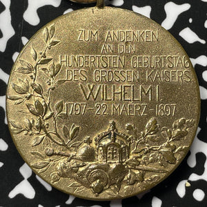 1897 Germany Prussia Kaiser Wilhelm I 100th Birthday Medal Lot#OV707 39mm