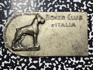 Undated Italy Italian Boxer Club Silvered Bronze Plaque Lot#OV1092 49x97mm