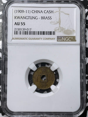 (1909-1911) China Kwangtung 1 Cash NGC AU55 Lot#G6848 Brass