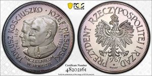 1967-FM Poland Kosciuszko and Pilsudski Medal PCGS PR67 DCAM Lot#G6507 Silver!