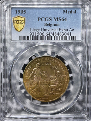 1905 Belgium Liege Universal Exposition Medal PCGS MS64 Lot#G6160 Choice UNC!
