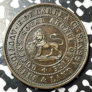 1855 Australia Melbourne De Carle & Co 1 Penny Token Lot#JM6751 KM#Tn55