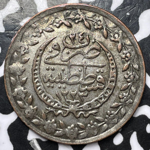 AH 1223 Year 24 (1832) Turkey 1 Kurush Lot#D3933 Silver! Nice!