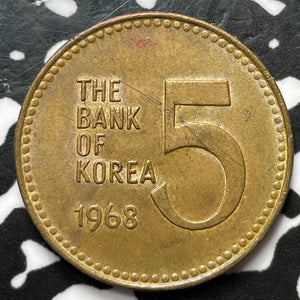 1968 Korea 5 Won Lot#D3986 High Grade! Beautiful!