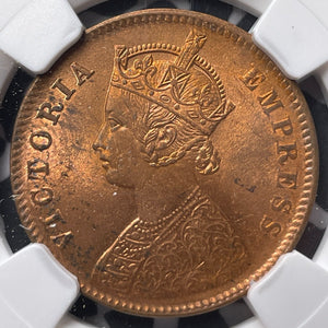 1889 India 1/4 Anna NGC MS64RB Lot#G6859 Choice UNC!