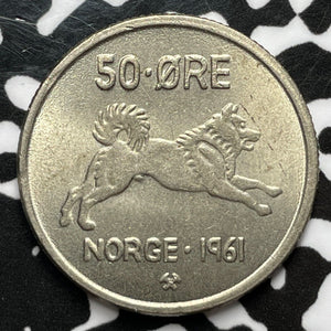 1961 Norway 50 Ore Lot#M3898 High Grade! Beautiful!