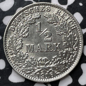 1916-J Germany 1/2 Mark Half Mark Lot#D6326 Silver! Nice!