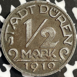 1919 Germany Duren 1/2 Mark Half Mark Lot#D5469