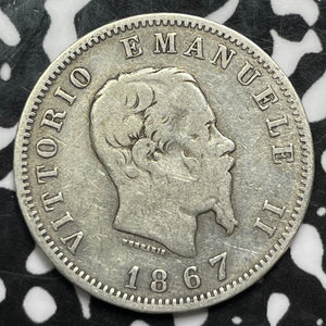 1867-M Italy 1 Lira (4 Available) Silver! (1 Coin Only)